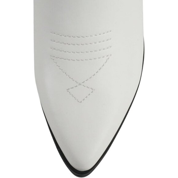 Blazing Ankle Boot Women White Pointe Toe Low Heel - Picture 5 of 5